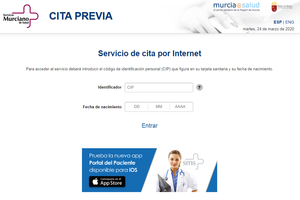 Cita previa Servicio Murciano de Salud