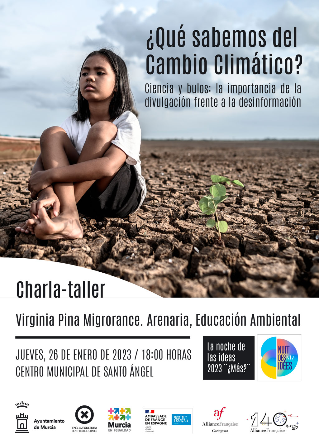 Cartel charla cambio climático - La noche de las ideas