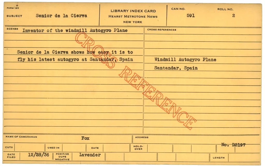 Library Index Card - Hearst Corporation