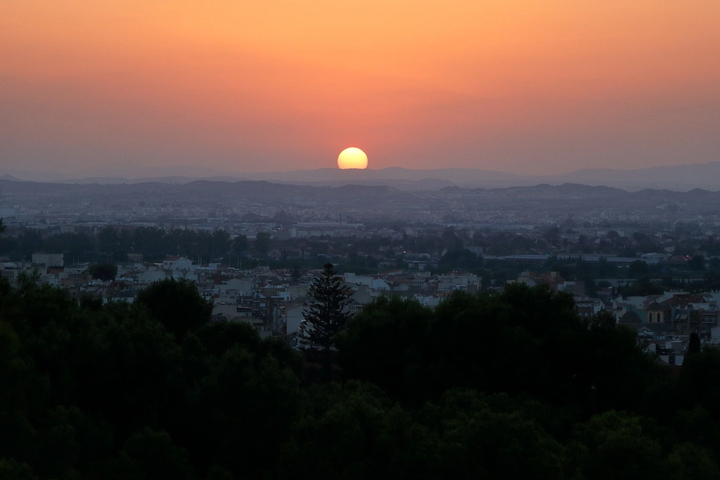 Puesta de sol sobre Murcia