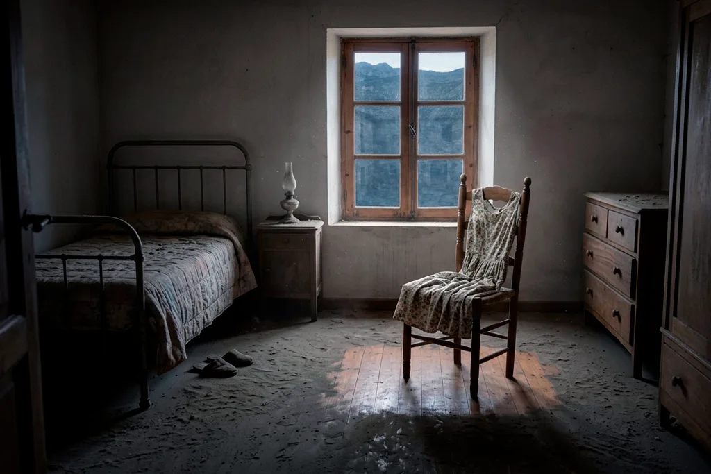 La habitación de la chica con su vestido sobre la silla La habitación de la chica con su vestido sobre la silla